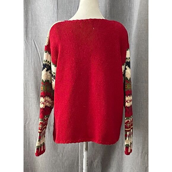 Vintage 1990s Heirloom Collectibles Christmas Cardigan Sweater L Red Knit - Picture 4 of 14